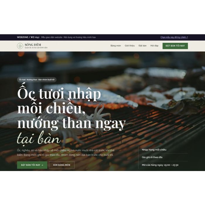 Ảnh chụp Mẫu giao diện quán ốc & hải sản bình dân — Nổi bật | WZ-657