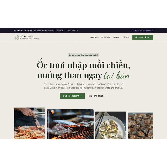 Ảnh chụp Mẫu giao diện quán ốc & hải sản bình dân — Trưng bày | WZ-658