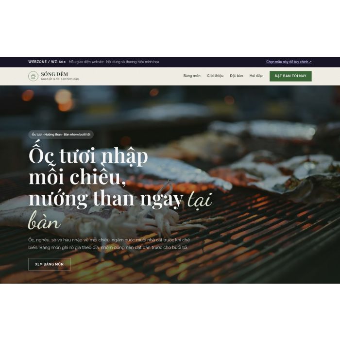 Ảnh chụp Mẫu giao diện quán ốc & hải sản bình dân — Tập trung chuyển đổi | WZ-660