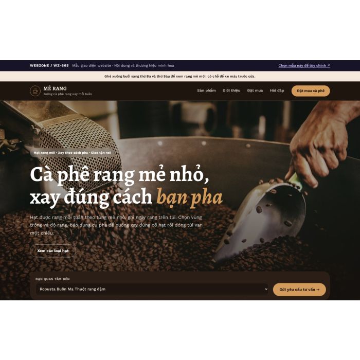 Ảnh chụp Mẫu giao diện cà phê rang xay — Tập trung chuyển đổi | WZ-665