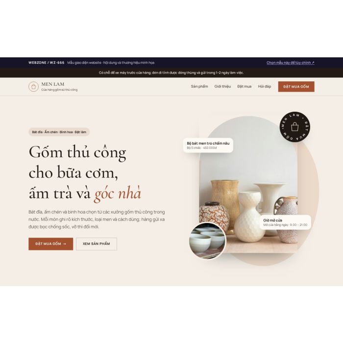 Ảnh chụp Mẫu giao diện cửa hàng gốm sứ — Thanh lịch | WZ-666