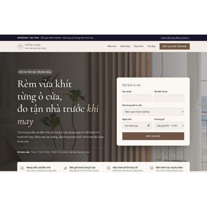 Ảnh chụp Mẫu giao diện rèm cửa & giấy dán tường — Tập trung chuyển đổi | WZ-680