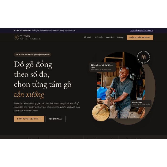 Ảnh chụp Mẫu giao diện xưởng mộc nội thất — Thanh lịch | WZ-681