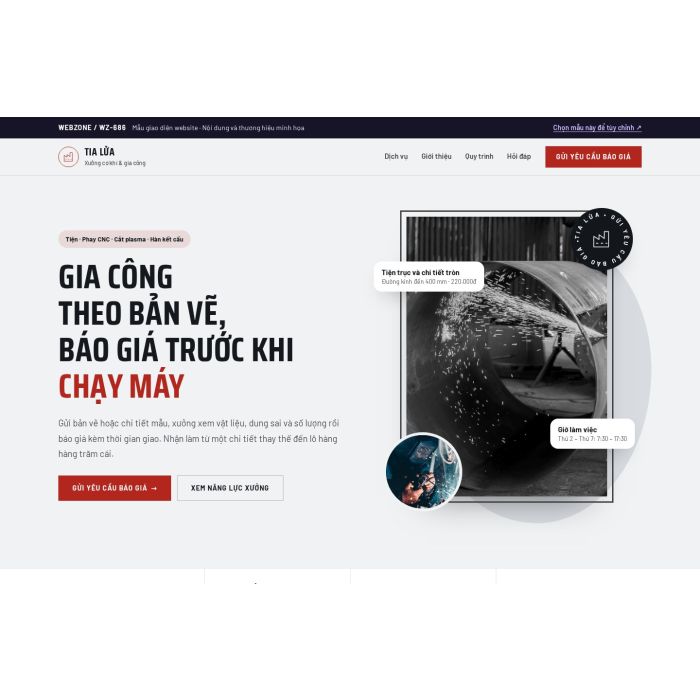 Ảnh chụp Mẫu giao diện xưởng cơ khí & gia công — Thanh lịch | WZ-686