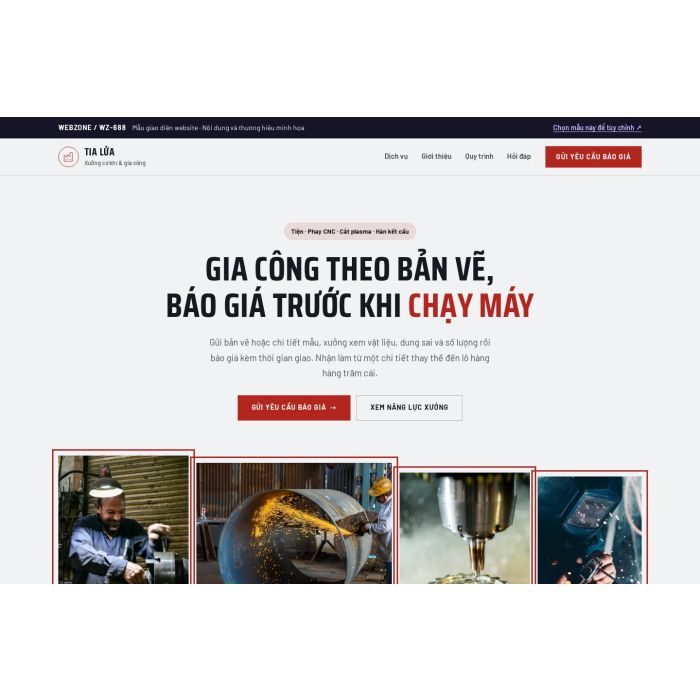 Ảnh chụp Mẫu giao diện xưởng cơ khí & gia công — Trưng bày | WZ-688