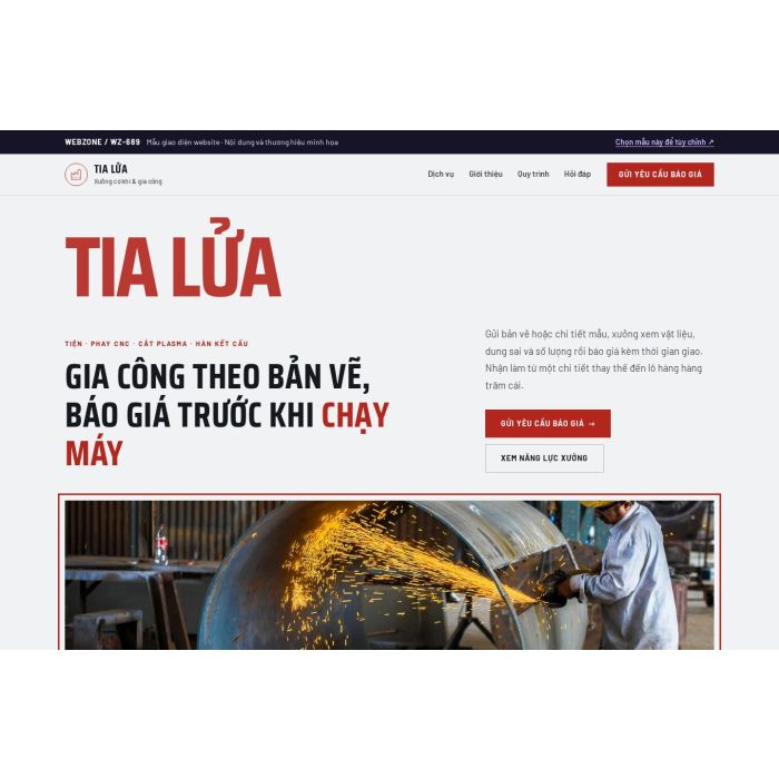 Ảnh chụp Mẫu giao diện xưởng cơ khí & gia công — Kể chuyện | WZ-689