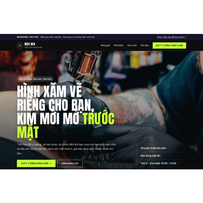 Ảnh chụp Mẫu giao diện tiệm xăm nghệ thuật — Nổi bật | WZ-697
