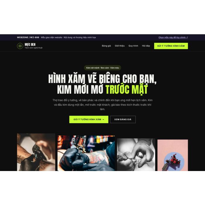 Ảnh chụp Mẫu giao diện tiệm xăm nghệ thuật — Trưng bày | WZ-698