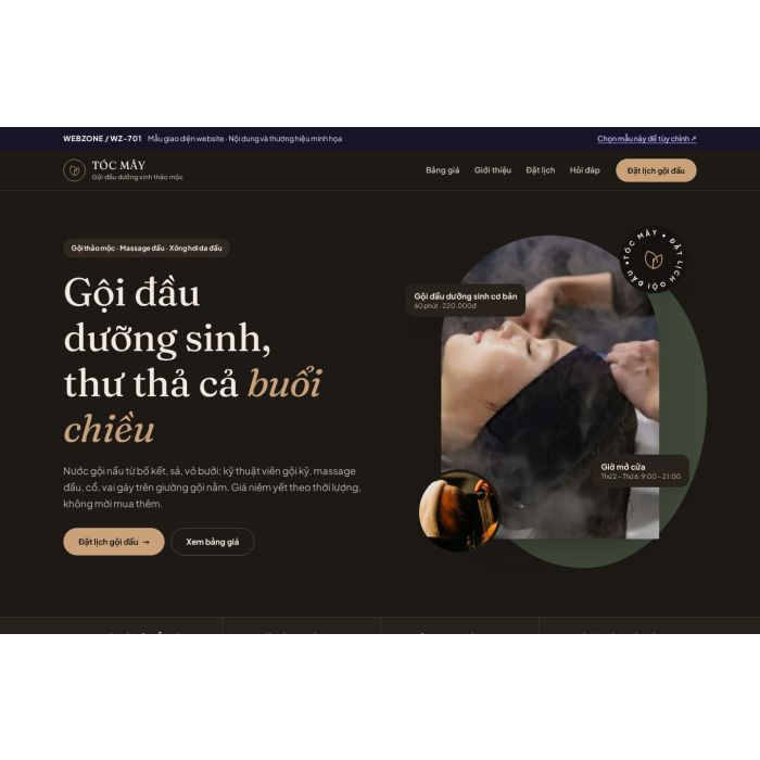 Ảnh chụp Mẫu giao diện gội đầu dưỡng sinh — Thanh lịch | WZ-701