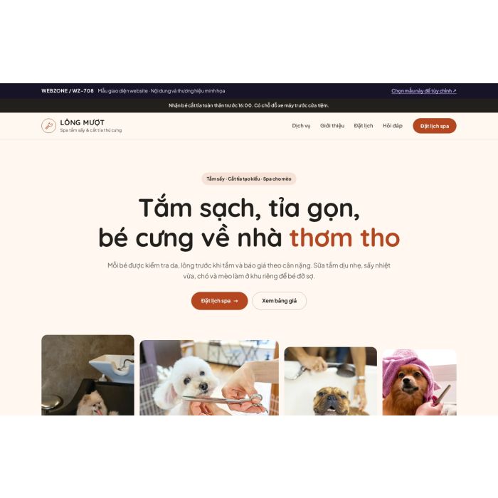 Ảnh chụp Mẫu giao diện spa & cắt tỉa thú cưng — Trưng bày | WZ-708