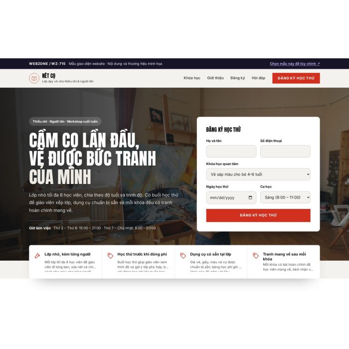 Ảnh chụp Mẫu giao diện lớp dạy vẽ — Tập trung chuyển đổi | WZ-715