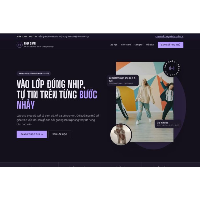Ảnh chụp Mẫu giao diện studio dạy múa & nhảy — Thanh lịch | WZ-721