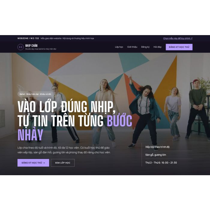 Ảnh chụp Mẫu giao diện studio dạy múa & nhảy — Nổi bật | WZ-722