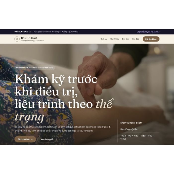 Ảnh chụp Mẫu giao diện phòng khám đông y & châm cứu — Nổi bật | WZ-727