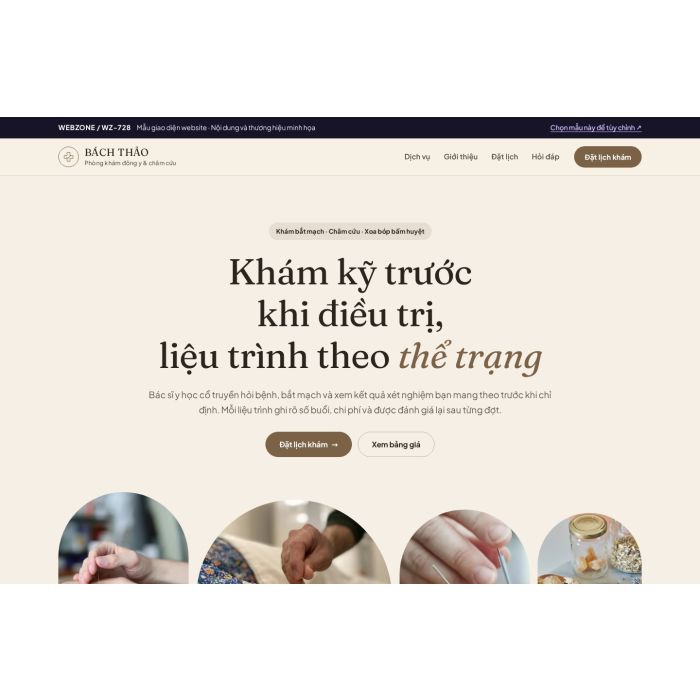Ảnh chụp Mẫu giao diện phòng khám đông y & châm cứu — Trưng bày | WZ-728