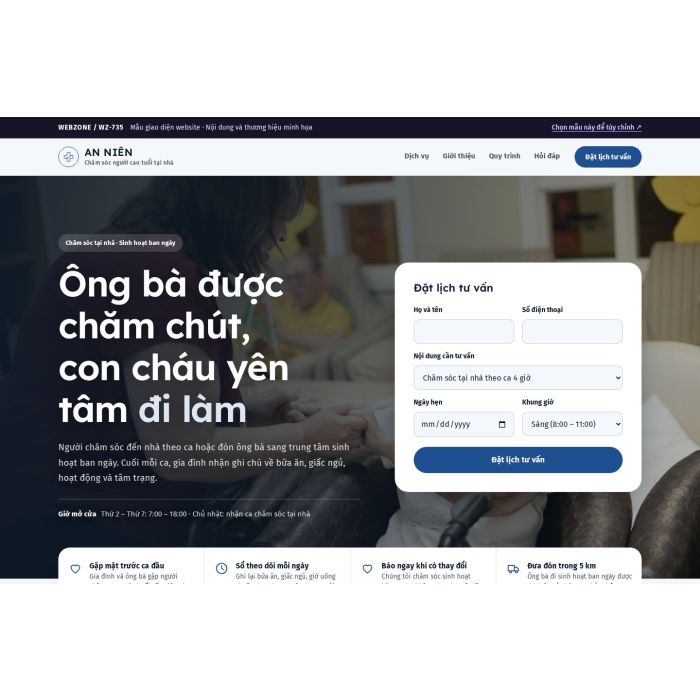 Ảnh chụp Mẫu giao diện chăm sóc người cao tuổi — Tập trung chuyển đổi | WZ-735