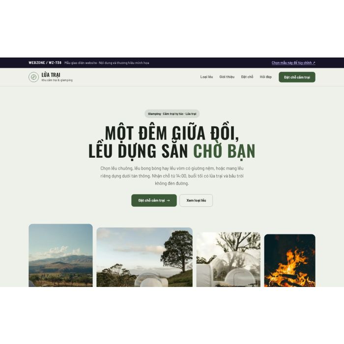 Ảnh chụp Mẫu giao diện khu cắm trại & glamping — Trưng bày | WZ-738