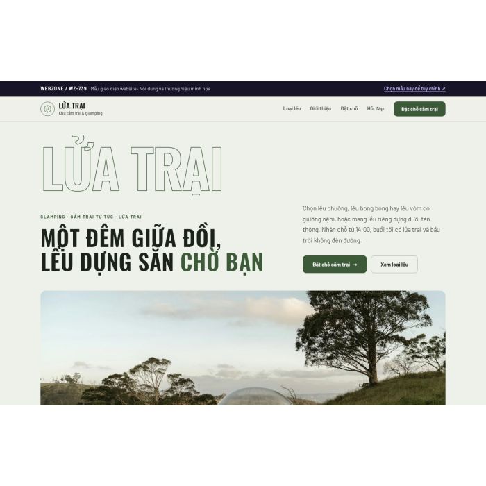 Ảnh chụp Mẫu giao diện khu cắm trại & glamping — Kể chuyện | WZ-739