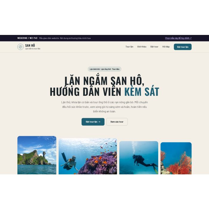 Ảnh chụp Mẫu giao diện lặn biển & tour đảo — Trưng bày | WZ-743