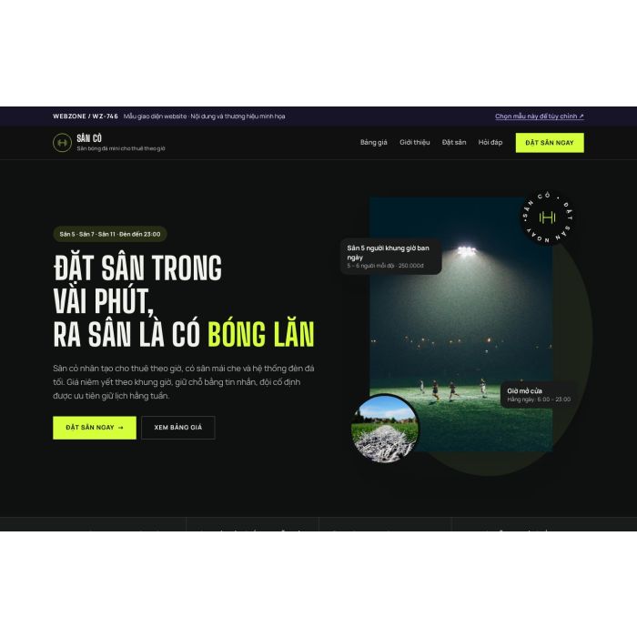 Ảnh chụp Mẫu giao diện sân bóng đá mini — Thanh lịch | WZ-746