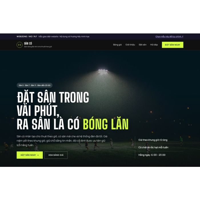 Ảnh chụp Mẫu giao diện sân bóng đá mini — Nổi bật | WZ-747