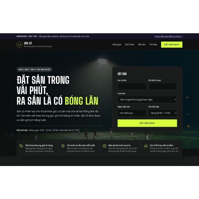 Ảnh chụp Mẫu giao diện sân bóng đá mini — Tập trung chuyển đổi | WZ-750