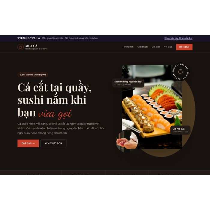 Ảnh chụp Mẫu giao diện nhà hàng sushi — Thanh lịch | WZ-751
