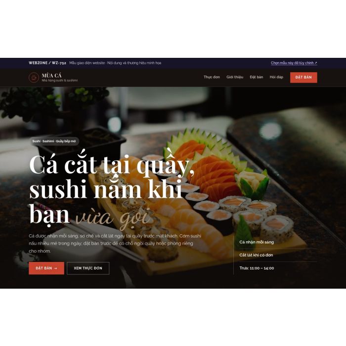 Ảnh chụp Mẫu giao diện nhà hàng sushi — Nổi bật | WZ-752
