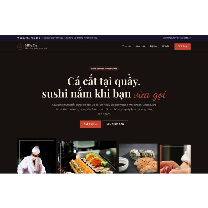 Ảnh chụp Mẫu giao diện nhà hàng sushi — Trưng bày | WZ-753