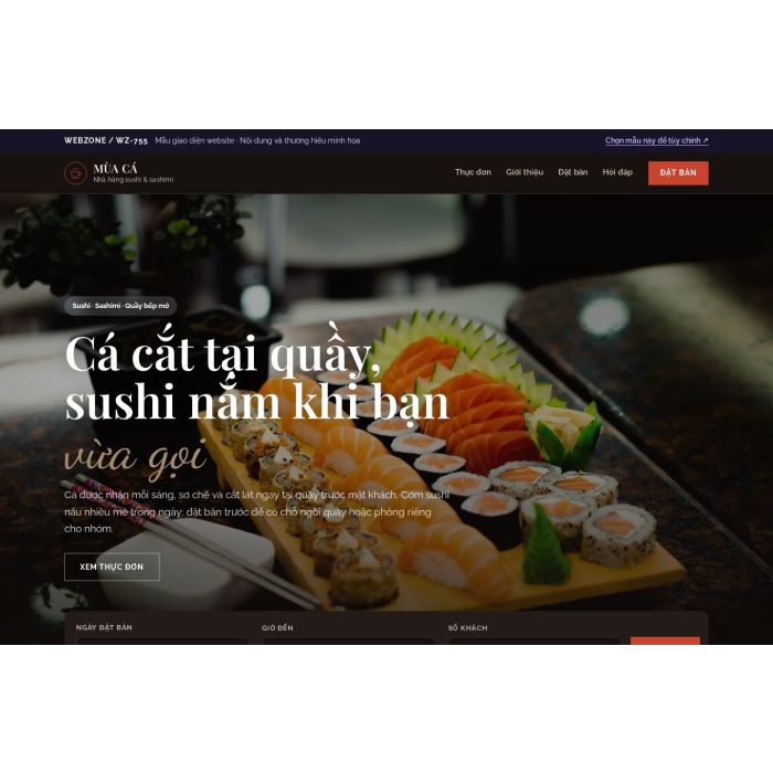 Ảnh chụp Mẫu giao diện nhà hàng sushi — Tập trung chuyển đổi | WZ-755