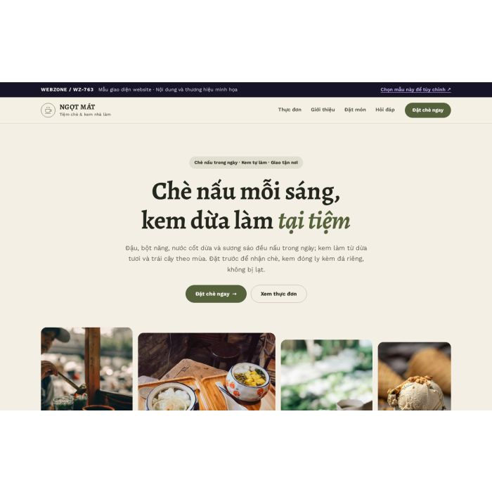Ảnh chụp Mẫu giao diện tiệm chè & kem — Trưng bày | WZ-763