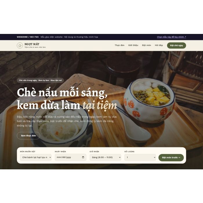 Ảnh chụp Mẫu giao diện tiệm chè & kem — Tập trung chuyển đổi | WZ-765