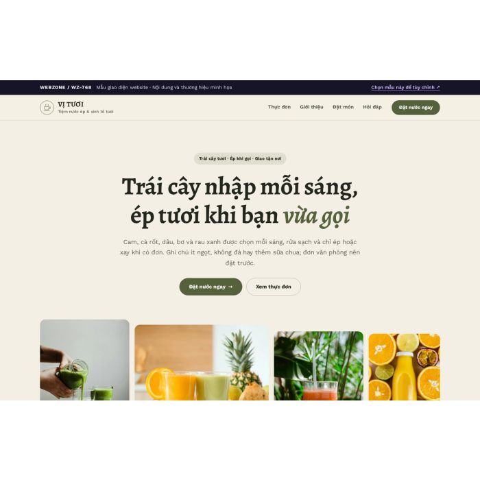 Ảnh chụp Mẫu giao diện nước ép & sinh tố — Trưng bày | WZ-768