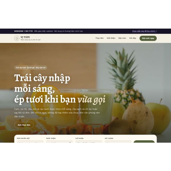 Ảnh chụp Mẫu giao diện nước ép & sinh tố — Tập trung chuyển đổi | WZ-770