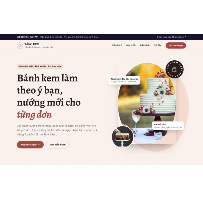 Ảnh chụp Mẫu giao diện tiệm bánh kem — Thanh lịch | WZ-771