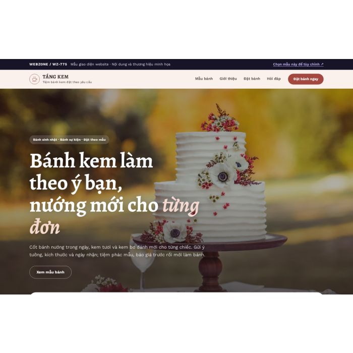 Ảnh chụp Mẫu giao diện tiệm bánh kem — Tập trung chuyển đổi | WZ-775