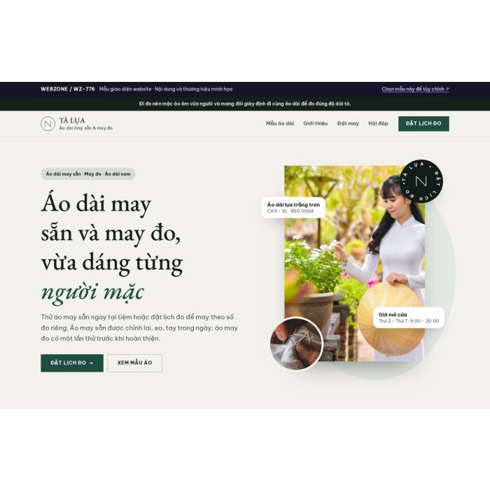 Ảnh chụp Mẫu giao diện áo dài may sẵn & may đo — Thanh lịch | WZ-776