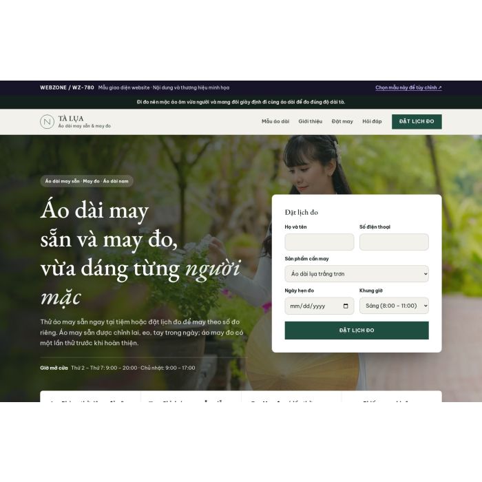 Ảnh chụp Mẫu giao diện áo dài may sẵn & may đo — Tập trung chuyển đổi | WZ-780