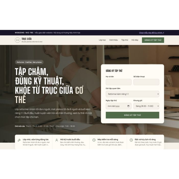 Ảnh chụp Mẫu giao diện studio pilates — Tập trung chuyển đổi | WZ-785