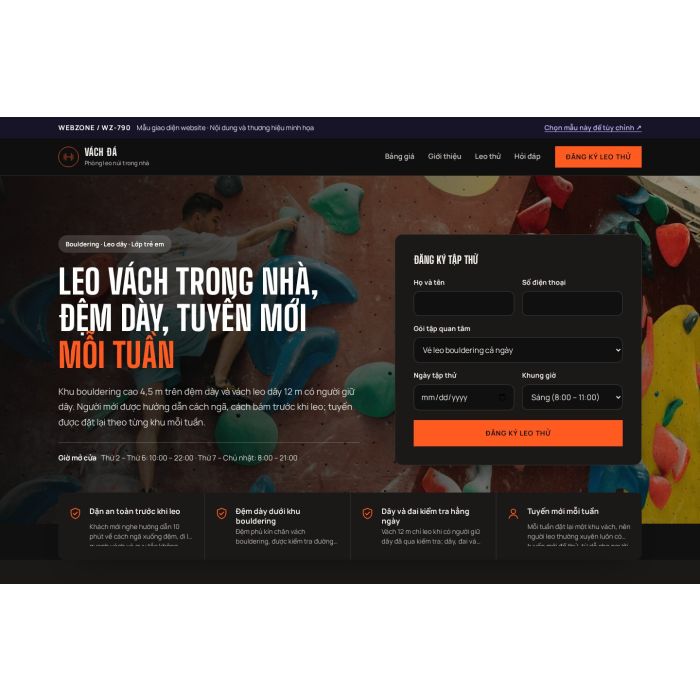 Ảnh chụp Mẫu giao diện phòng leo núi trong nhà — Tập trung chuyển đổi | WZ-790