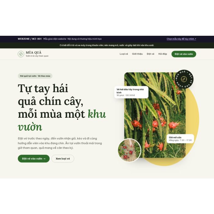 Ảnh chụp Mẫu giao diện vườn trái cây tham quan — Thanh lịch | WZ-801