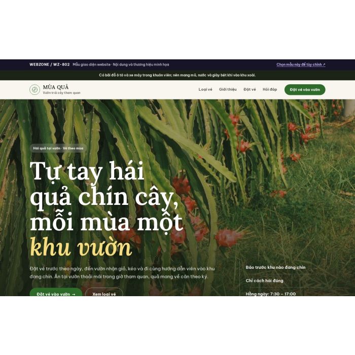 Ảnh chụp Mẫu giao diện vườn trái cây tham quan — Nổi bật | WZ-802