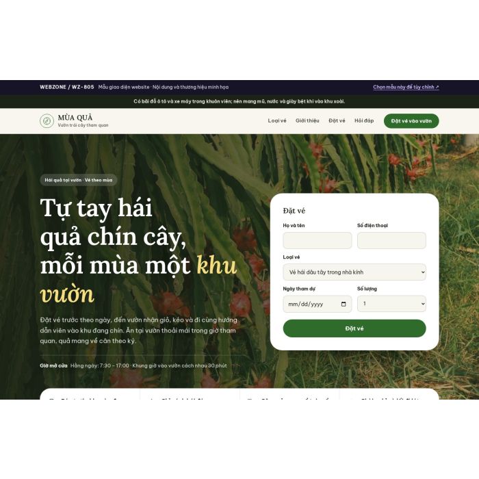 Ảnh chụp Mẫu giao diện vườn trái cây tham quan — Tập trung chuyển đổi | WZ-805