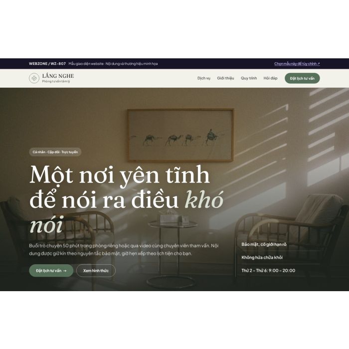 Ảnh chụp Mẫu giao diện phòng tư vấn tâm lý — Nổi bật | WZ-807