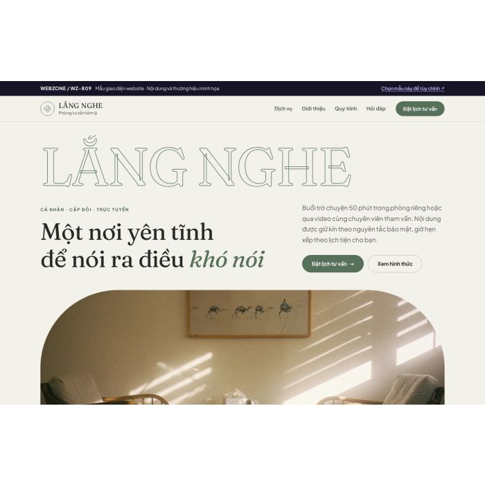Ảnh chụp Mẫu giao diện phòng tư vấn tâm lý — Kể chuyện | WZ-809
