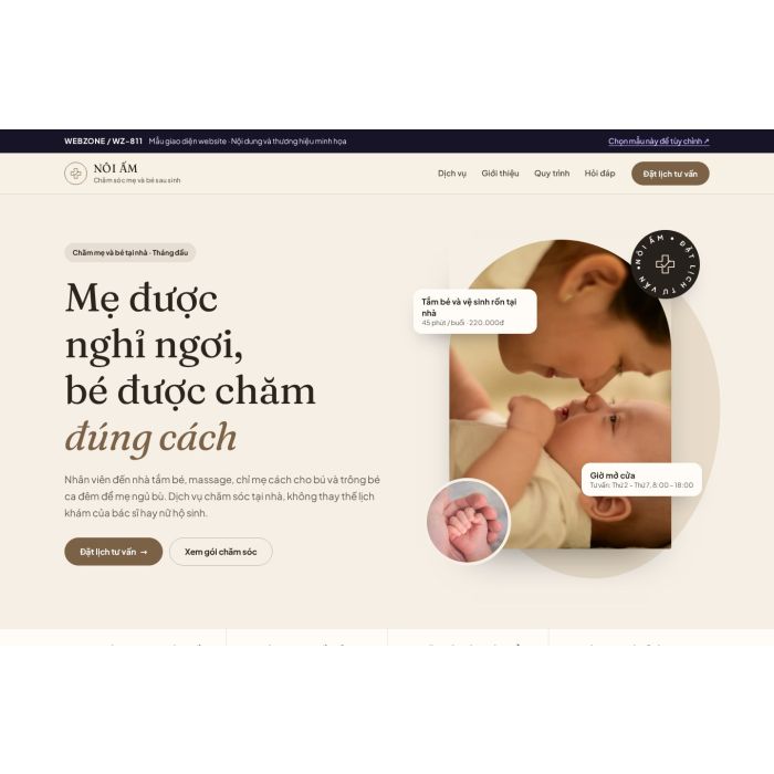 Ảnh chụp Mẫu giao diện chăm sóc mẹ và bé sau sinh — Thanh lịch | WZ-811