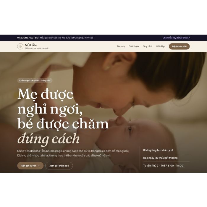 Ảnh chụp Mẫu giao diện chăm sóc mẹ và bé sau sinh — Nổi bật | WZ-812