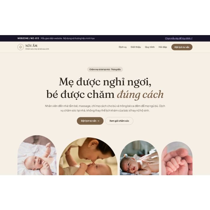 Ảnh chụp Mẫu giao diện chăm sóc mẹ và bé sau sinh — Trưng bày | WZ-813