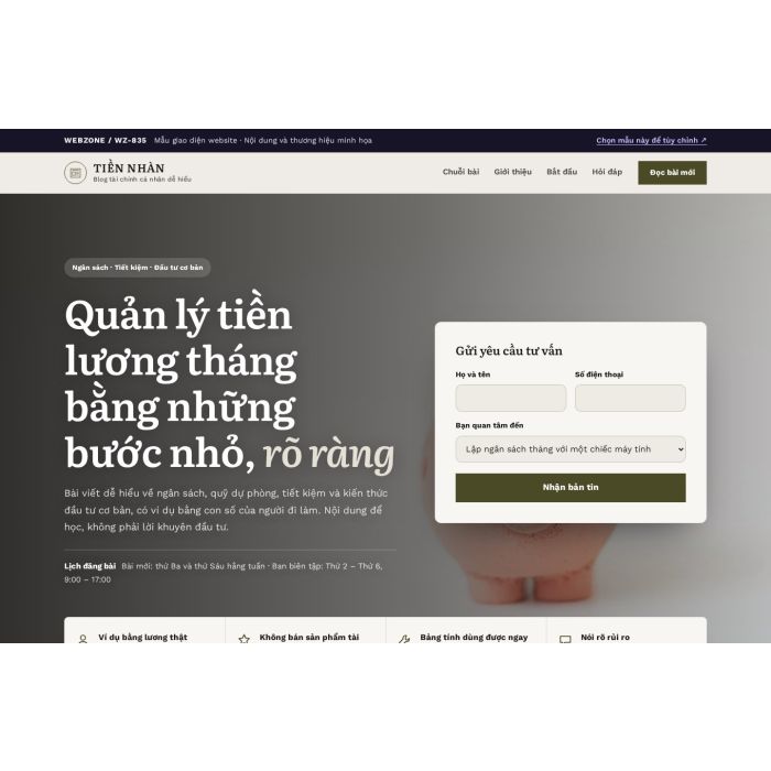 Ảnh chụp Mẫu giao diện blog tài chính cá nhân — Tập trung chuyển đổi | WZ-835