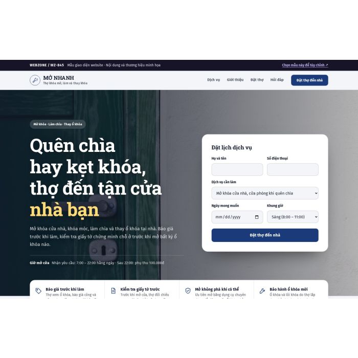 Ảnh chụp Mẫu giao diện thợ khóa — Tập trung chuyển đổi | WZ-845